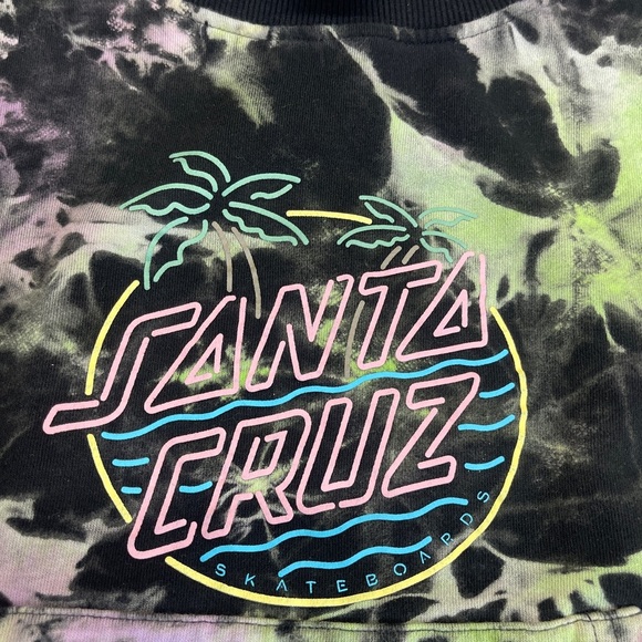 Santa Cruz Skateboards Black Multicolor Tie Dye Cropped Hoodie Women’s Size M - Picture 4 of 11